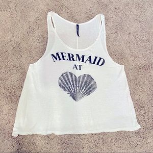 “Mermaid at Heart” White Tank Top